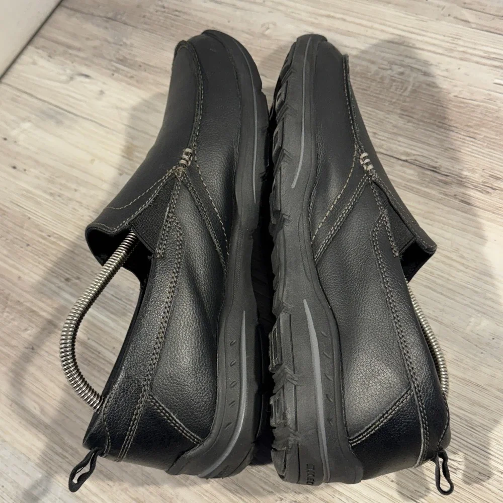 Skechers Harper Forde Slip On‎ Black Leather Casual Loafer Shoes Men's Size 10